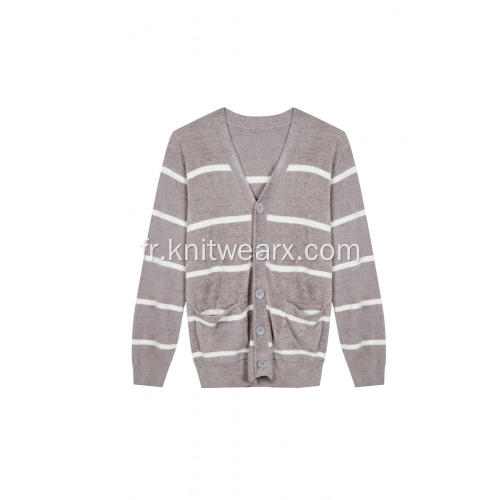 Cardigan de pyjama en fil de plumes tricoté pour hommes